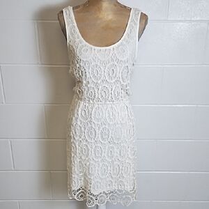 Cotton Crochet Lace Lined Tank Dress Detailed Back